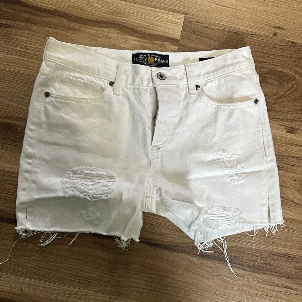 Lucky Brand white Sienna boyfriend relaxed cutoff shorts